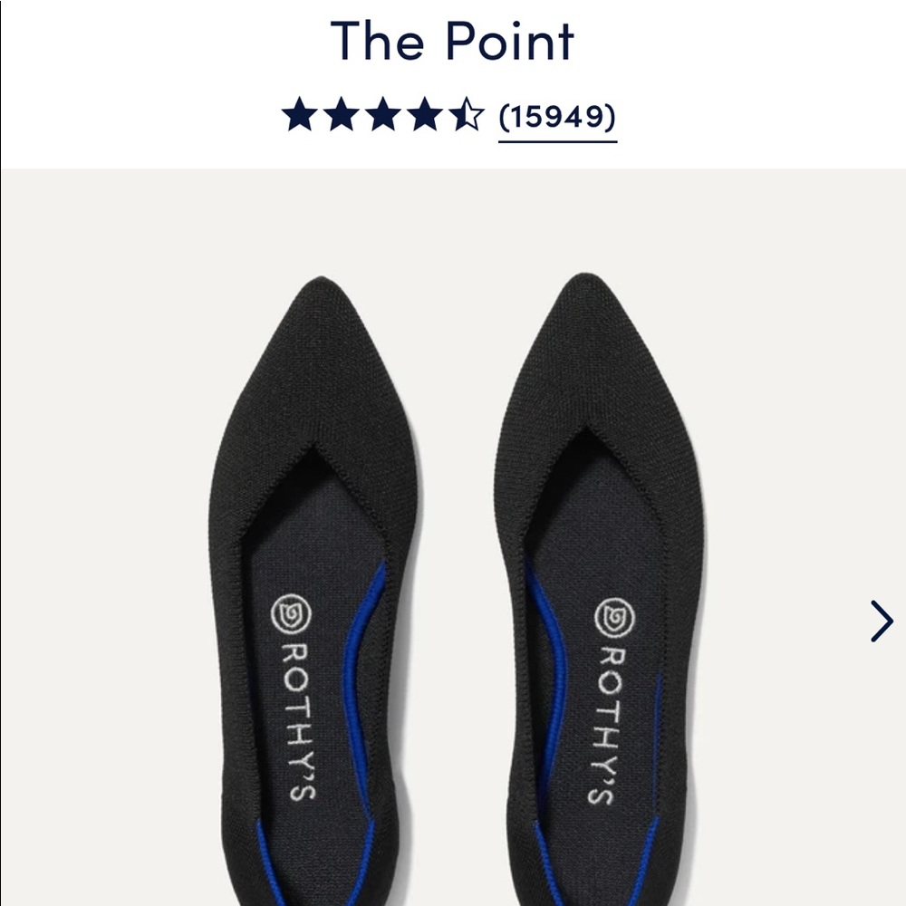 Rothy’s The Point black shoes size 7